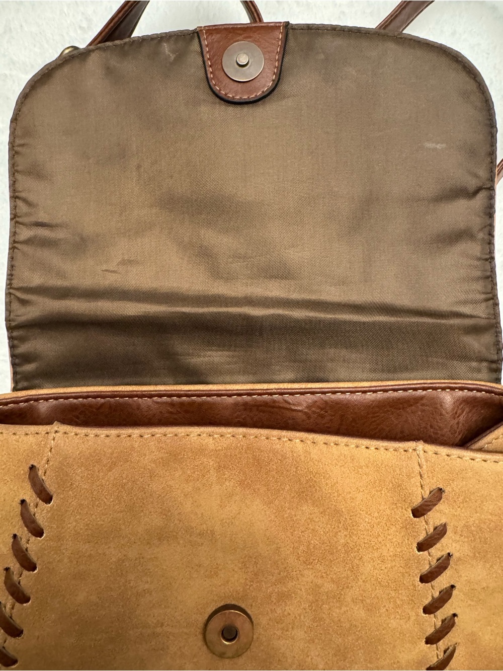 b.o.c. Two-Tone Tan and Dark Brown Faux-Leather Backpack - Picture 7 of 7